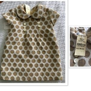 Carolina Zapf peter pan collar gold polkadot dress